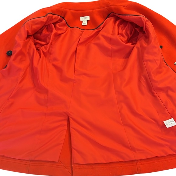 J Crew Wool Blend Double Breasted Pea Coat Red Gold Crested Buttons Size 00 XXS - Picture 10 of 12
